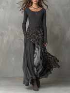 Striped Leopard Print Maxi Dress