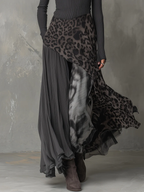 Striped Leopard Print Maxi Dress