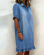 Maria | Comfortable denim dress with flattering ruching