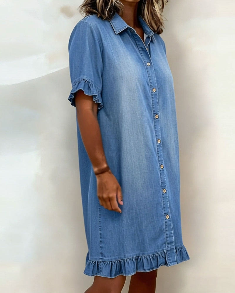 Maria | Comfortable denim dress with flattering ruching
