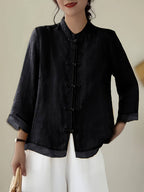 Loose-fitting Vintage Shirt with Patchwork Design