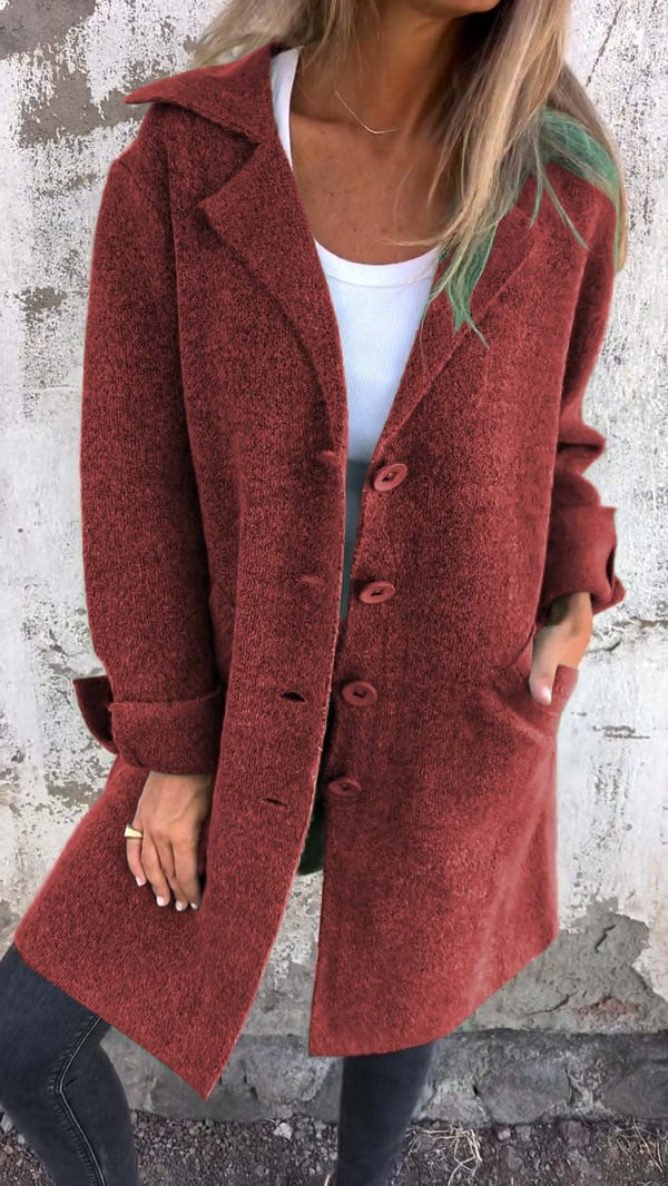 Baylea - Long Casual Wool Coat with Lapel