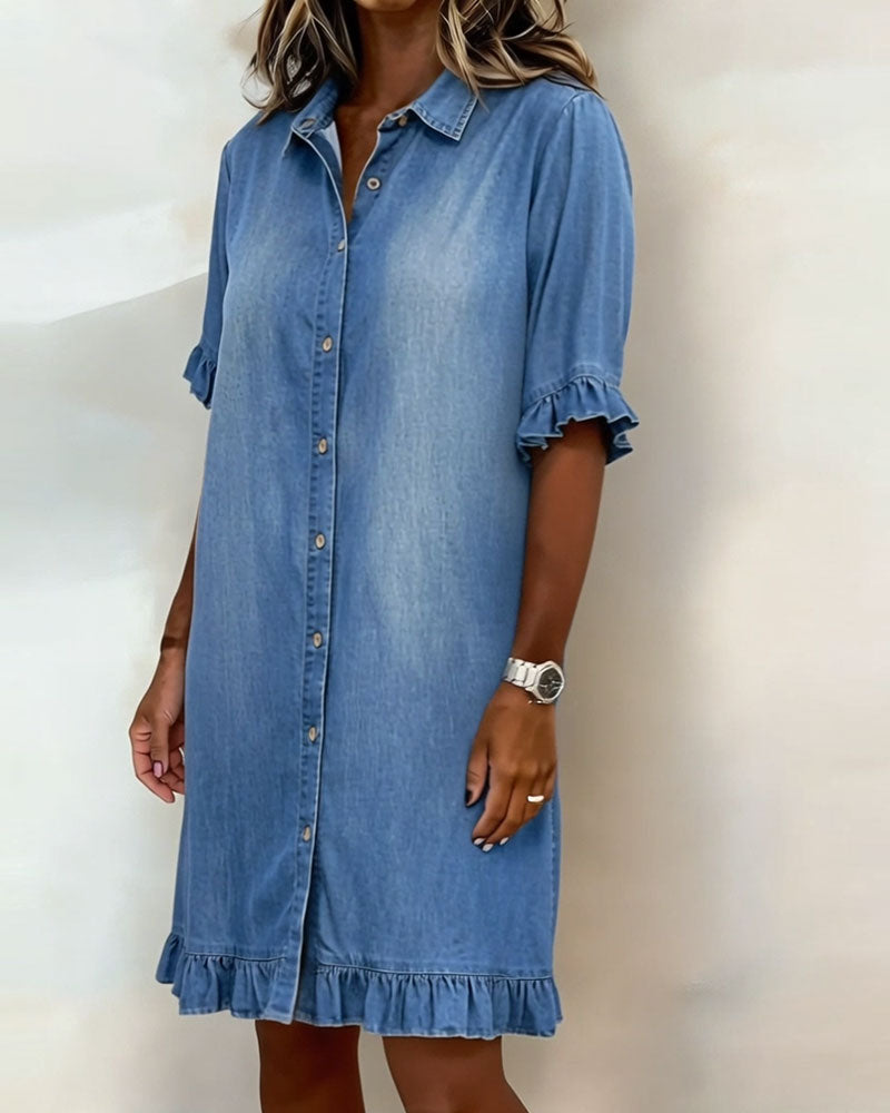 Maria | Comfortable denim dress with flattering ruching