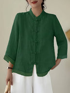 Loose-fitting Vintage Shirt with Patchwork Design