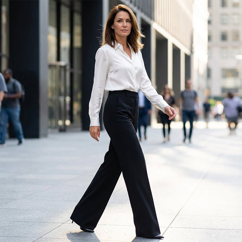 Madona - High-Waisted Elastic Smart Trousers
