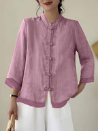 Loose-fitting Vintage Shirt with Patchwork Design