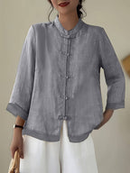 Loose-fitting Vintage Shirt with Patchwork Design