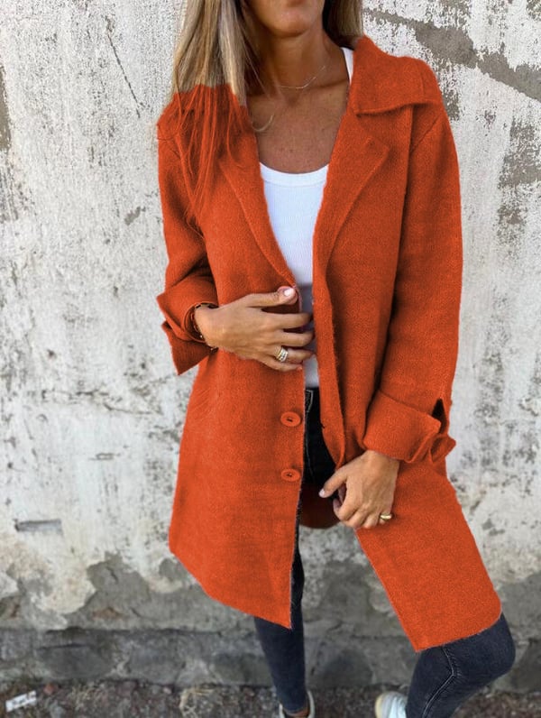 Baylea - Long Casual Wool Coat with Lapel