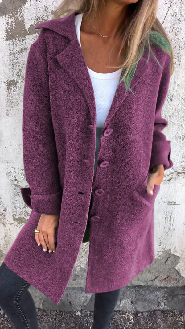 Baylea - Long Casual Wool Coat with Lapel