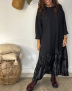 Irregular Patchwork Print Round Neck Dress
