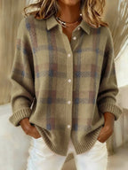 Anny - Jersey De Punto A Cuadros Informal Con Botones