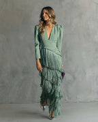 Emilia - Elegant Dress With Fringed Sleeves
