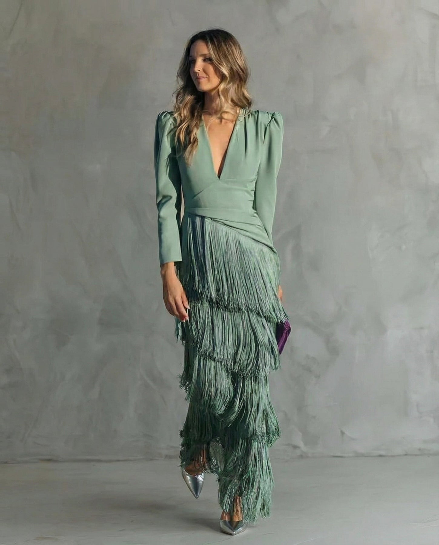 Emilia - Elegant Dress With Fringed Sleeves