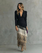 Emilia - Elegant Dress With Fringed Sleeves