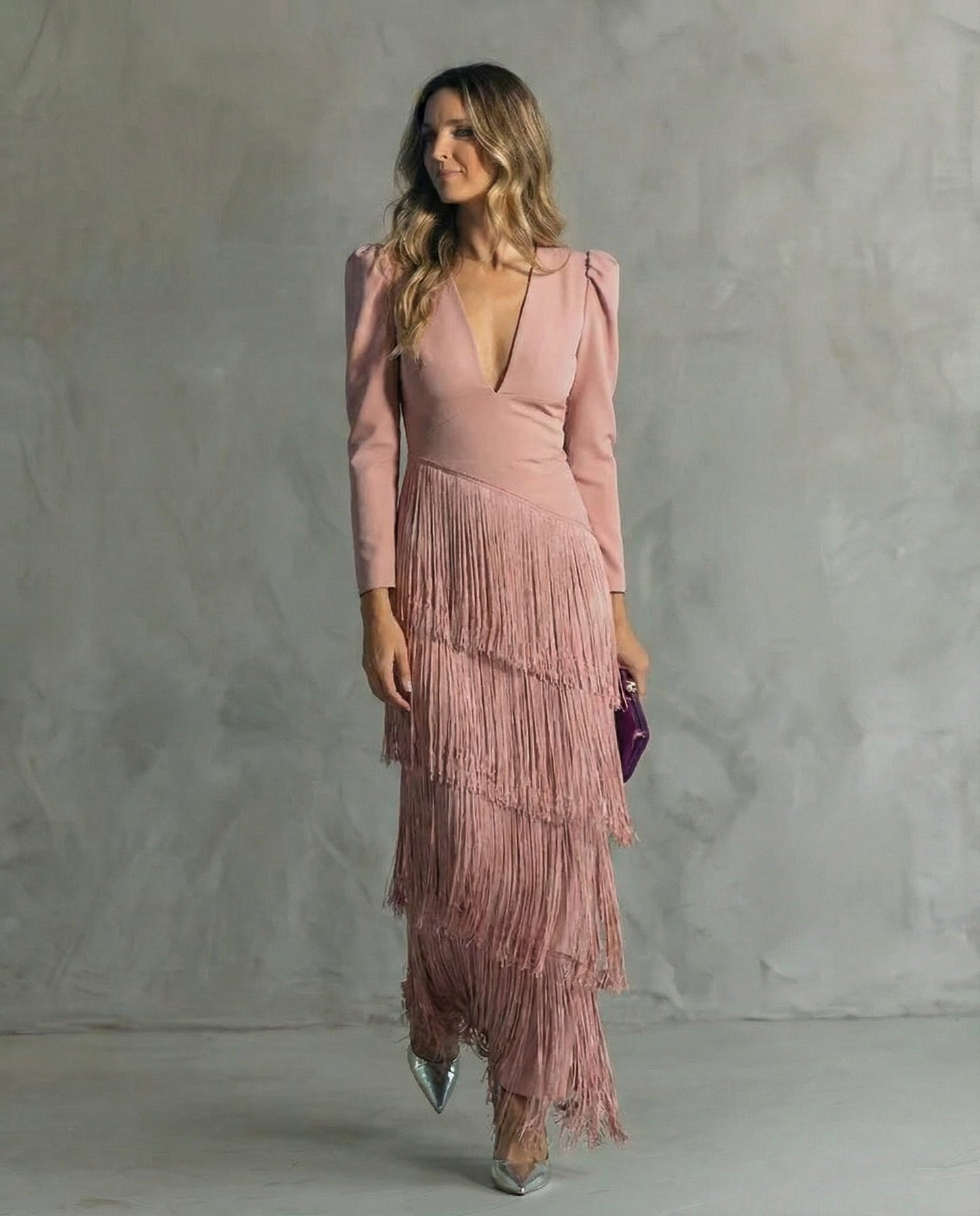 Emilia - Elegant Dress With Fringed Sleeves