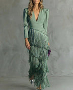 Emilia - Elegant Dress With Fringed Sleeves