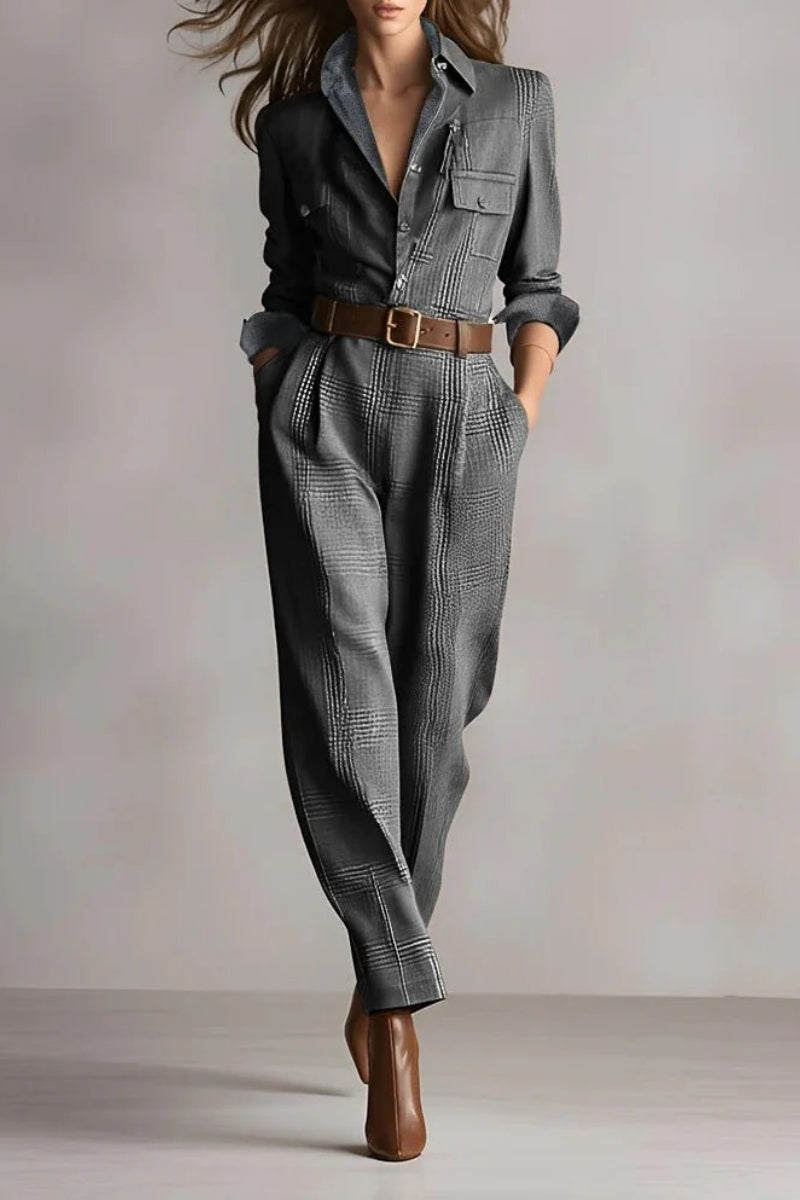 Checked Tweed Jumpsuit