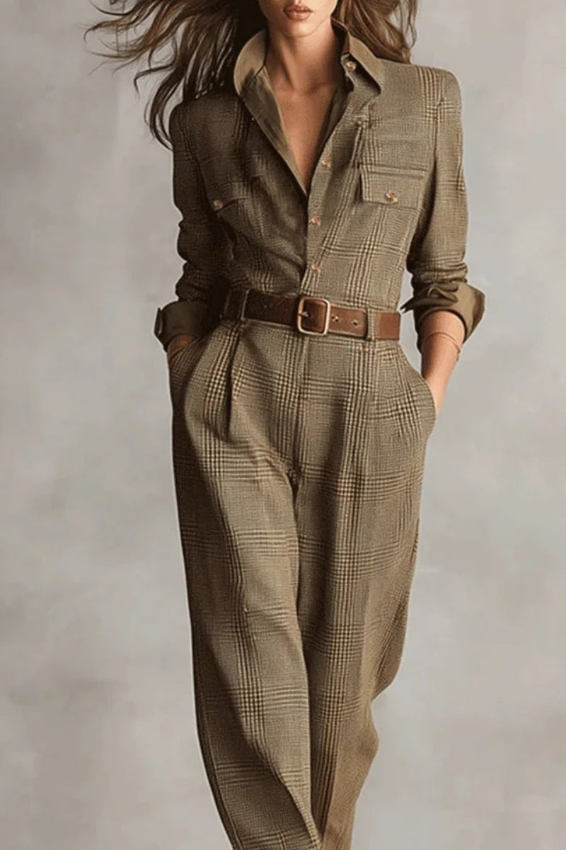 Checked Tweed Jumpsuit