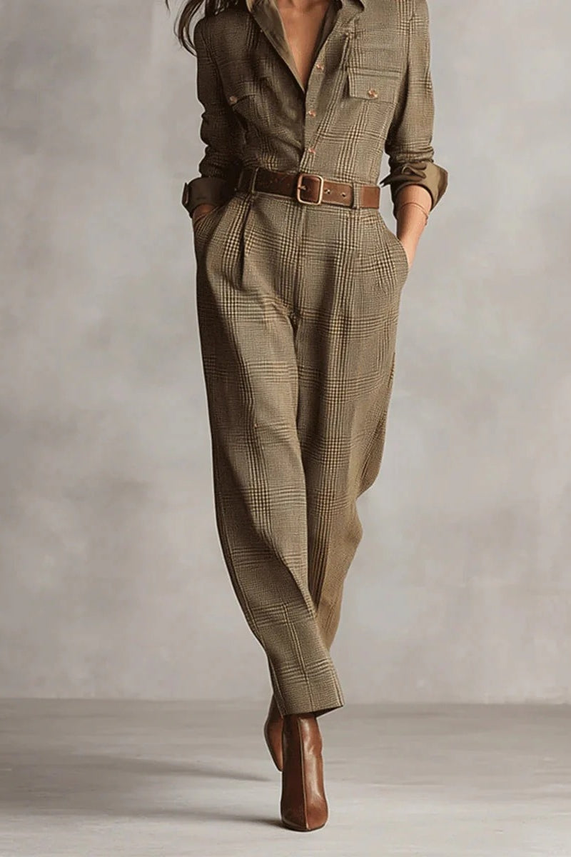 Checked Tweed Jumpsuit