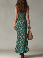 Sara | Retro Boho Maxi Dress with Flowing Sleeves and Side Slit