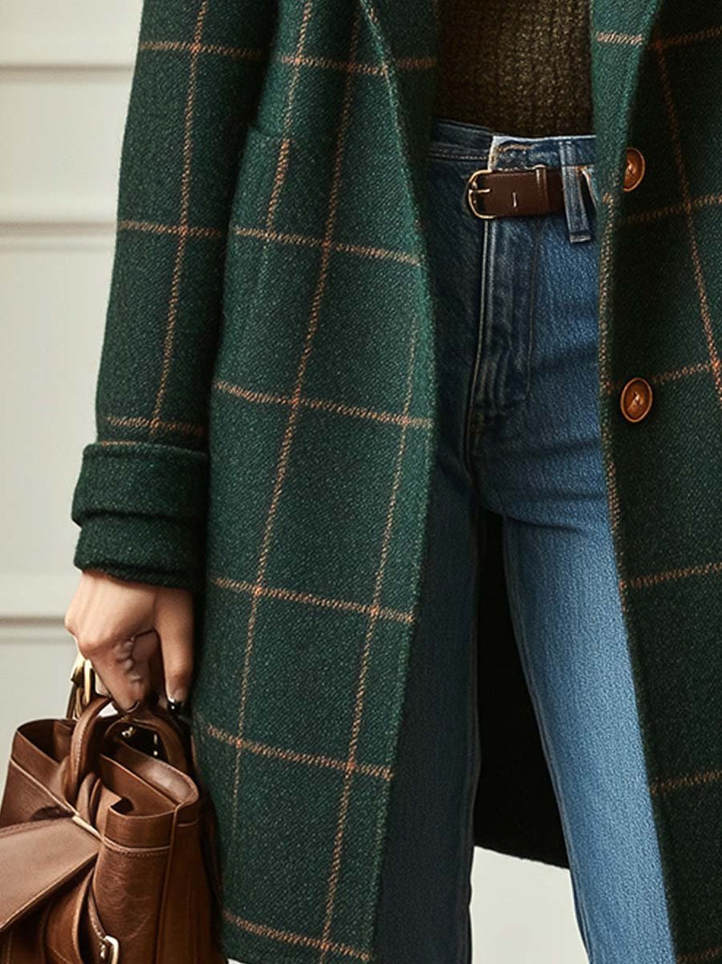 Long retro coat with lapels - Camelia