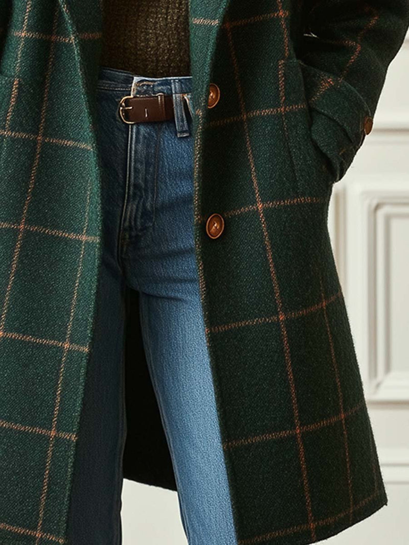 Long retro coat with lapels - Camelia