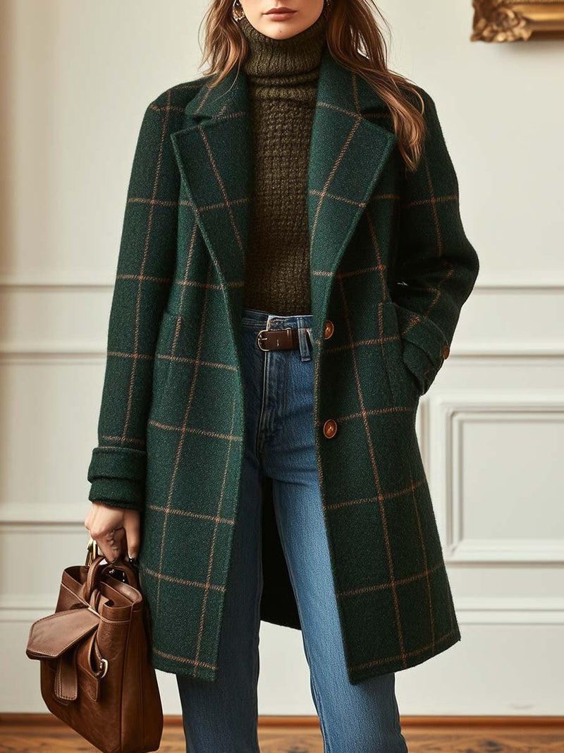 Long retro coat with lapels - Camelia