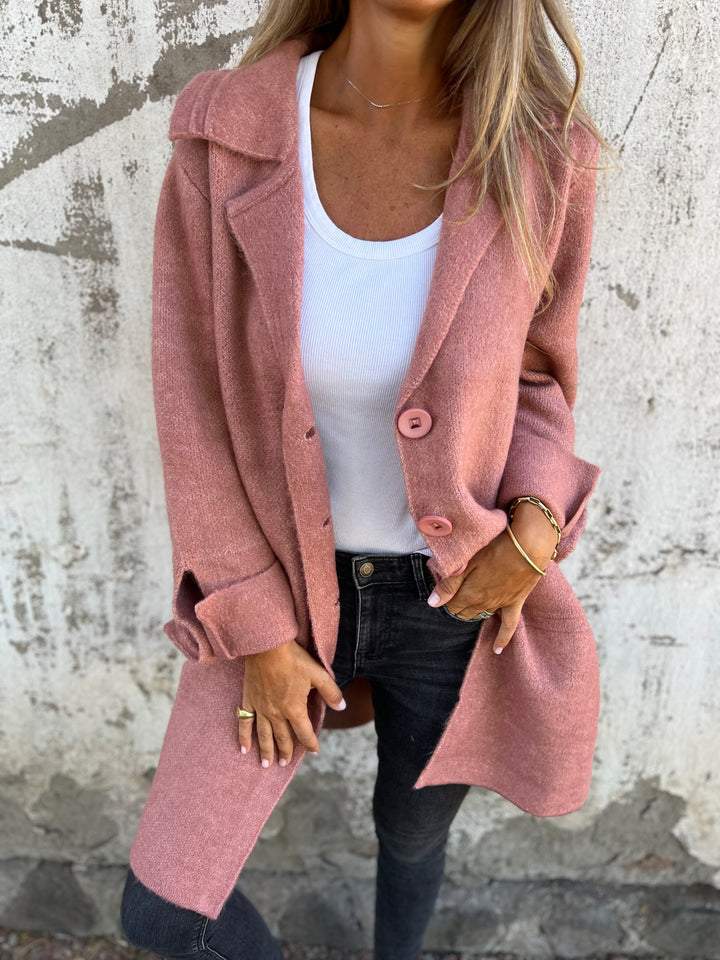 Baylea - Long Casual Wool Coat with Lapel