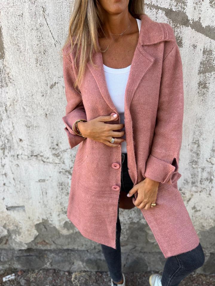 Baylea - Long Casual Wool Coat with Lapel