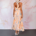 Magnolia - Vestido Cuello Halter con Estampado de Acuarela